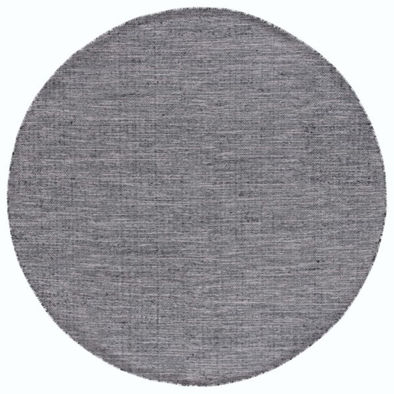 Tapis noir / ivoire en coton tissé à plat à la main Dallis, Rond 6 pi