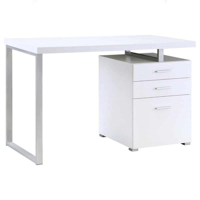 Bureau réversible à 3 tiroirs, Blanc