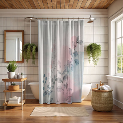 Rideau de douche standard 1 pièce rose-bleu Blossom Designs