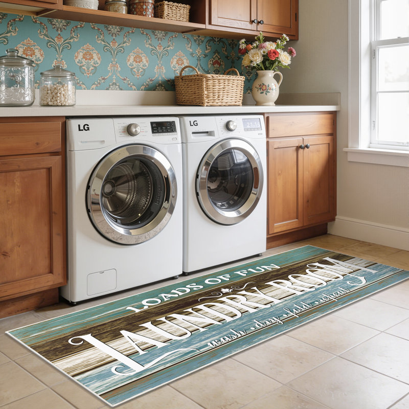 Tapis de couloir antidérapant lavable 2 pi x 6 pi, Sarcelle