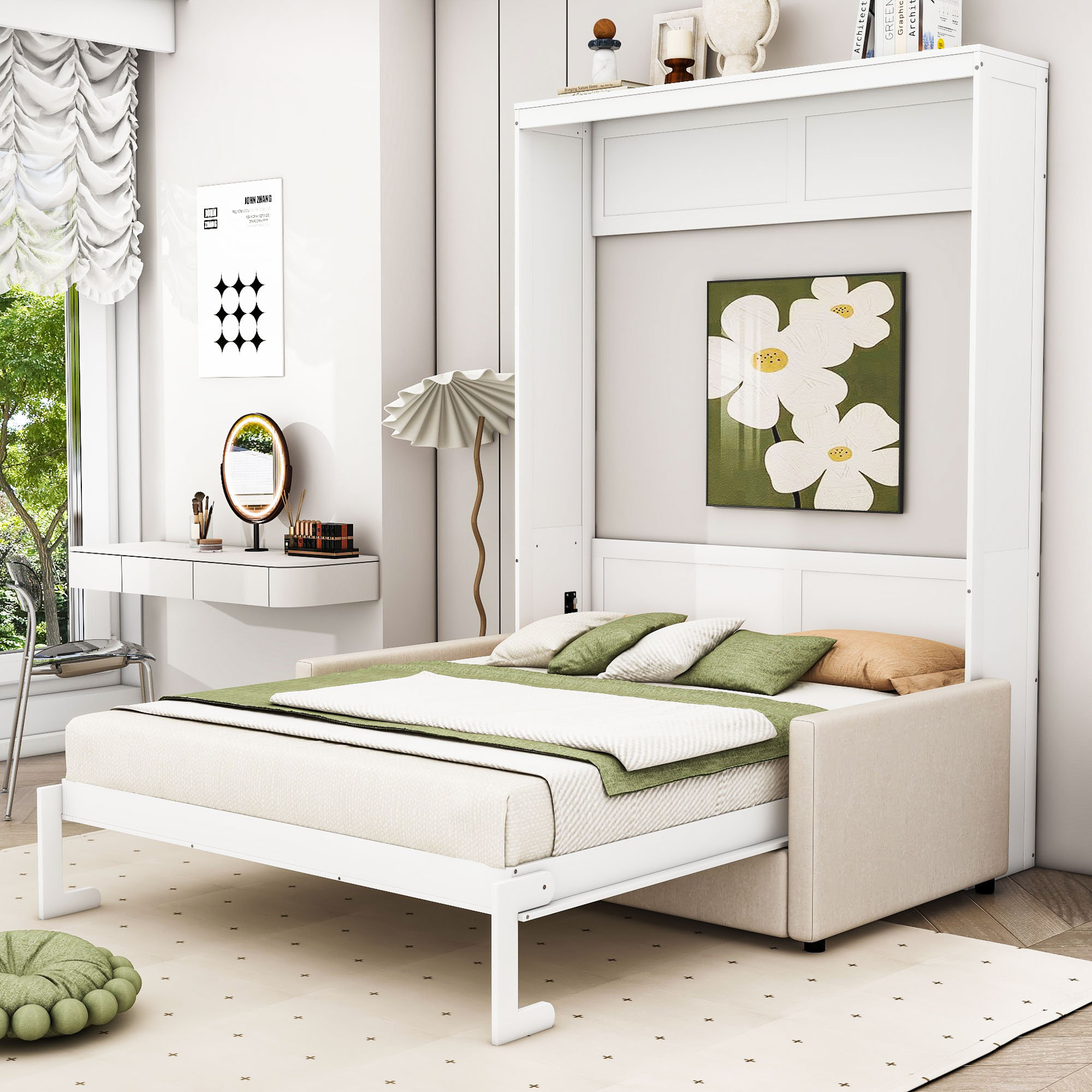Latitude Run® Renie Versatile Space-Saving Queen Murphy Bed with Sofa ...