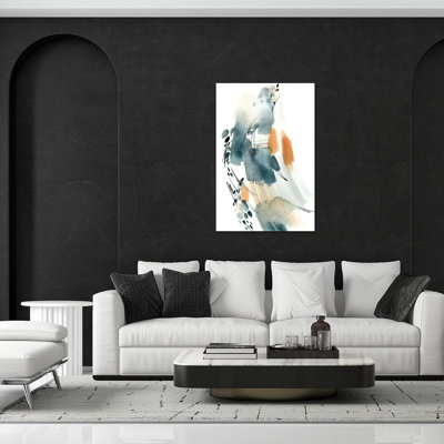 Abstrait en bleu et impression terre cuite sur verre acrylique