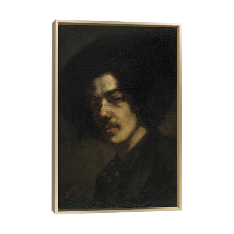 Portrait de Whistler avec chapeau - reproduction d'art murale - toile encadrée, 48 po x 32 po, Toile avec cadre, Champagne