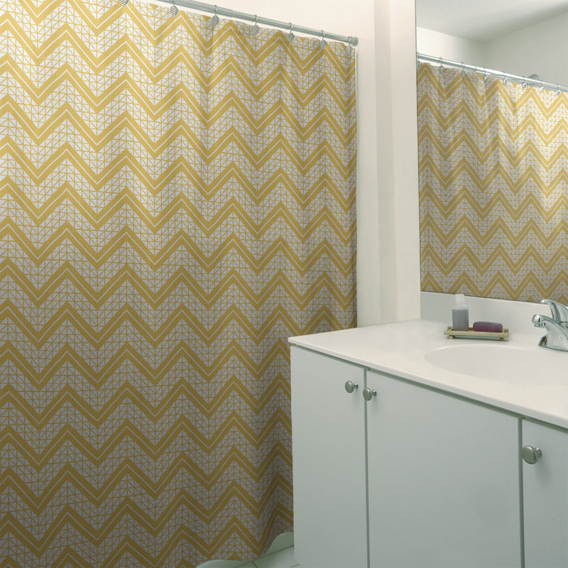 Rideau de douche simple à chevrons à la main classic, Beurre / Blanc