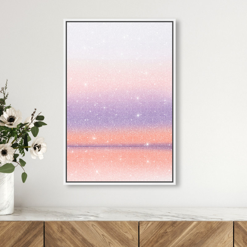 Peach Coastline Print by Oliver Gal, 55"H x 37"W, White Floater Frame