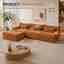 Canapé modulaire sans cadre de 126 pouces à 4 places avec 3 coussins décoratifs en forme de L 126 pouces, sans assemblage pour les appartements et les salons