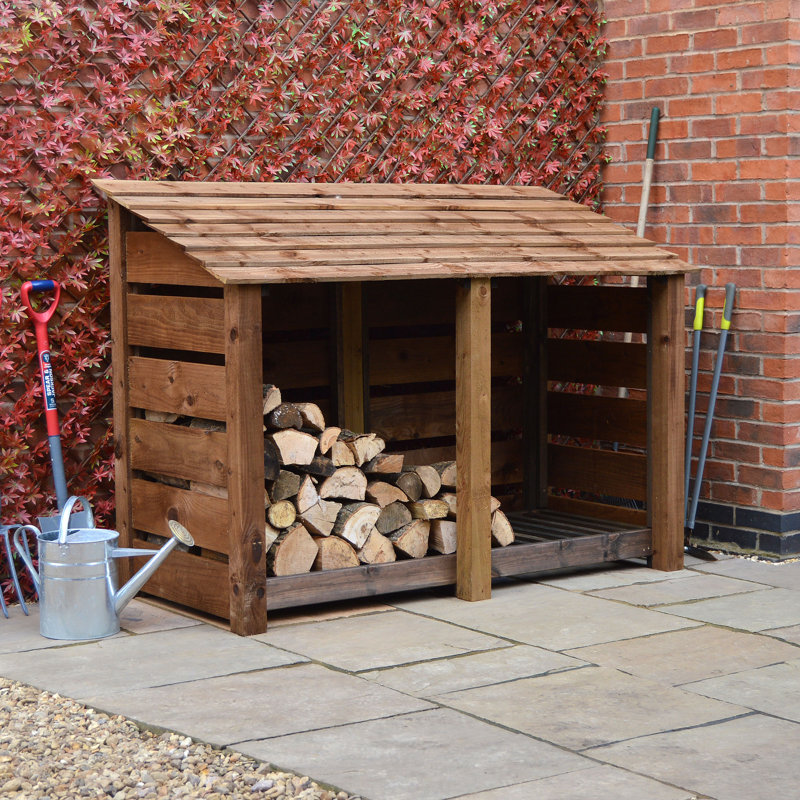 180cm W x 80cm D Solid Wood Log Store, Rustic Brown