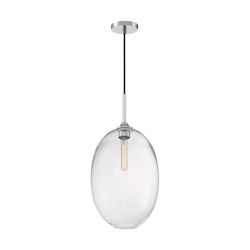 Luminaire suspendu à 1 lumière Paule, Nickel poli, H 23,25 po x l 11,63po x P 11,63 po