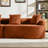 110" Orange Chenille Sectional Sofa, No Assembly, Deep Seat with 4 Pillows & Curved Design-1286710412