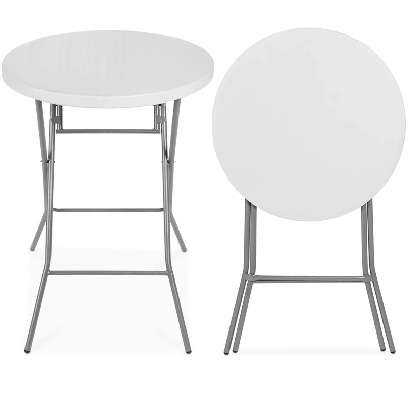 Essential Foldable Bar-Height Patio Table in Heavy-Duty White