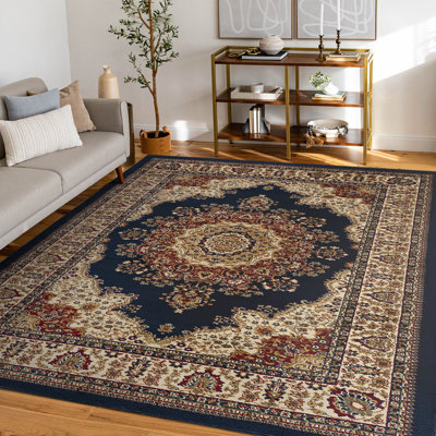 Tapis oriental bleu marine / beige Clarence