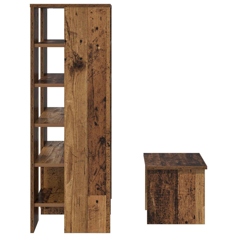 14 Pair Shoe Storage Cabinet, Old Wood