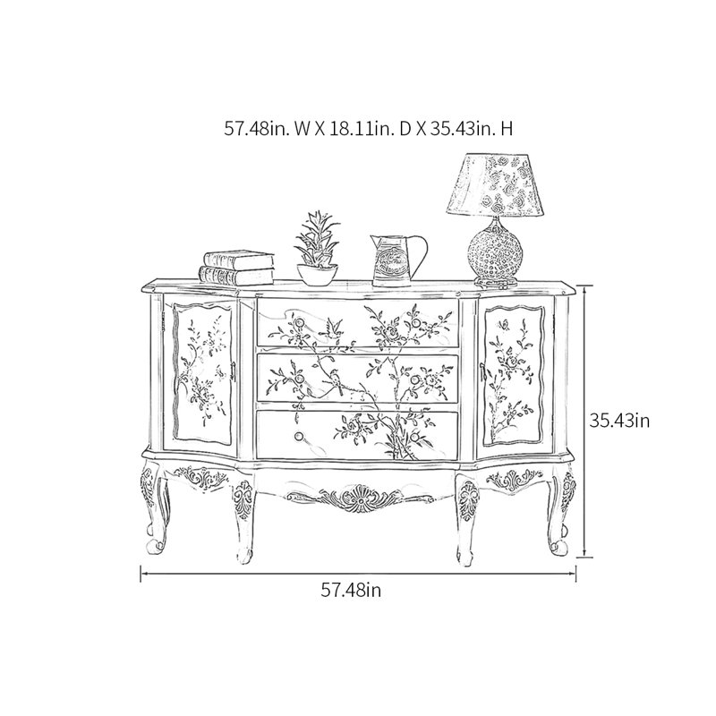 American Sideboard With 2 Doors And 3 Drawers