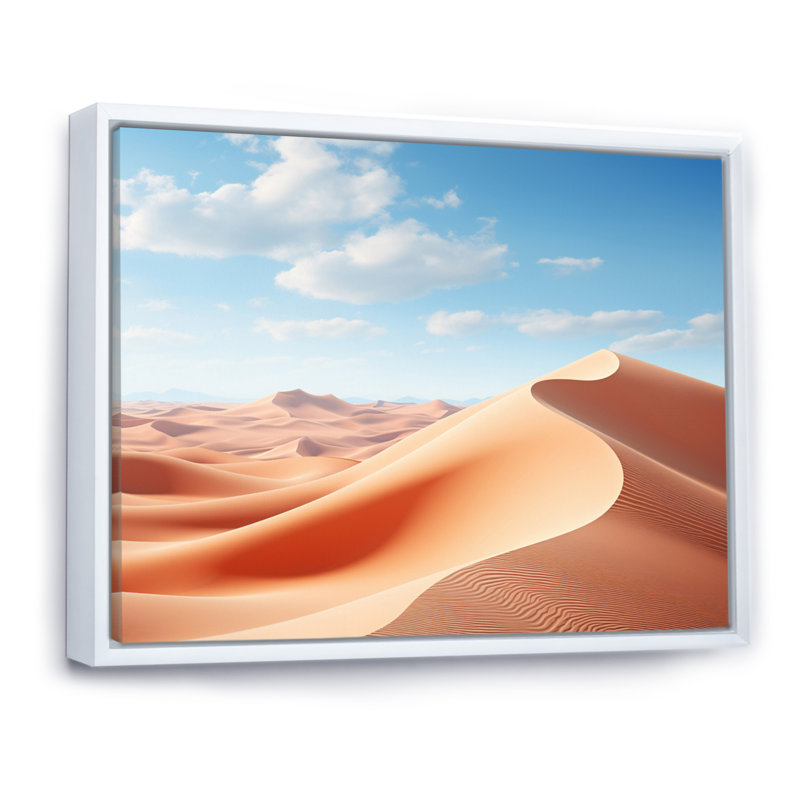 Desert Infinity Dunes I - reproduction sur toile, H 12 po x l 20 po x P 1 po, Cadre flottant blanc