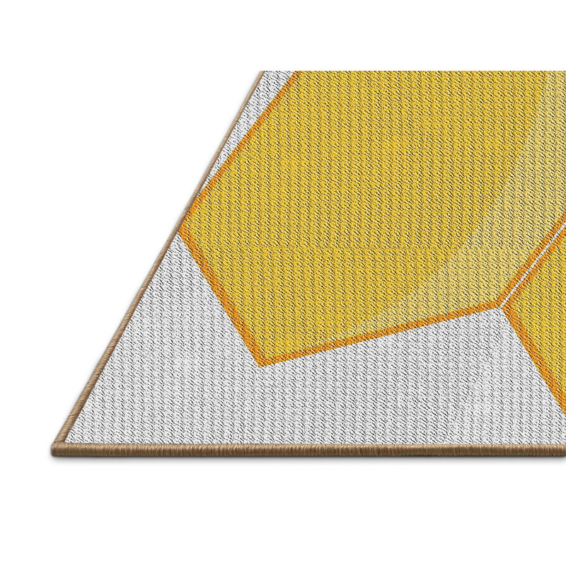 Tapis décoratif en laine et en polyester tissé à la machine à motifs géométriques Rouen, Rectangle 2 pi x 3 pi