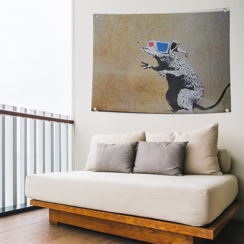 Tapisserie de verres en polyester de rat, H 59 po x l 80 po x P 1 po