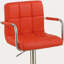 Tabouret de bar en similicuir rouge de style contemporain, ensemble de 2 tabourets de cuisine à hauteur réglable pour îlot de cuisine-118100693