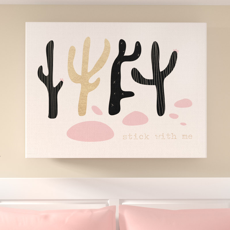 Impression sur papier Ali Stick with Me Cacti, H 24 po x l 30 po, Toile tendue