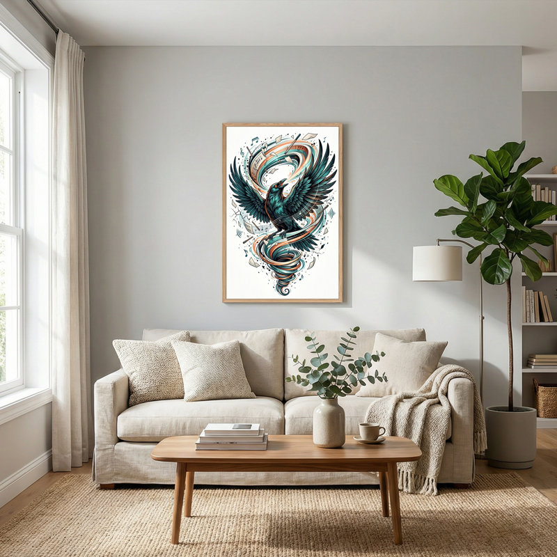 Ensemble de 1 tableau sur toile Crow Music, 36"H x 24"W, Naturel