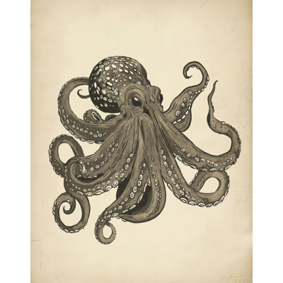 «Elegant Vintage Octopus» par Josie George - Art mural animal