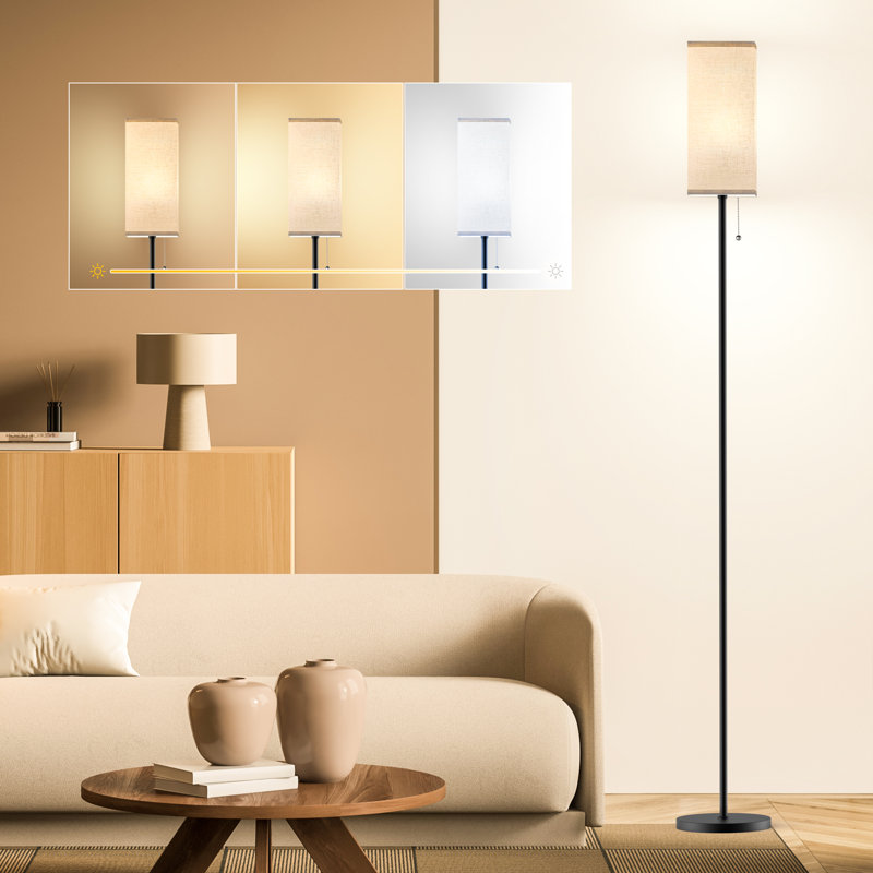 Rondo 64.6" Corner Floor Lamp for Apt. with 3-Way Dimmer & Free Bulb Fits Studio/Office/Bedroom, Beige
