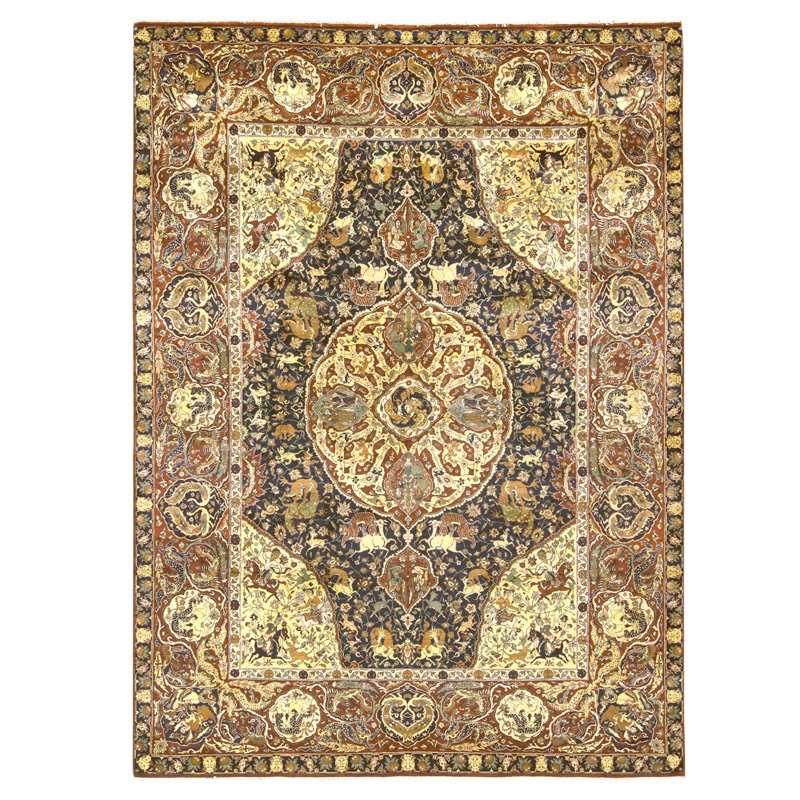 High-Quality Hand-Knotted Black And Red Area Rug