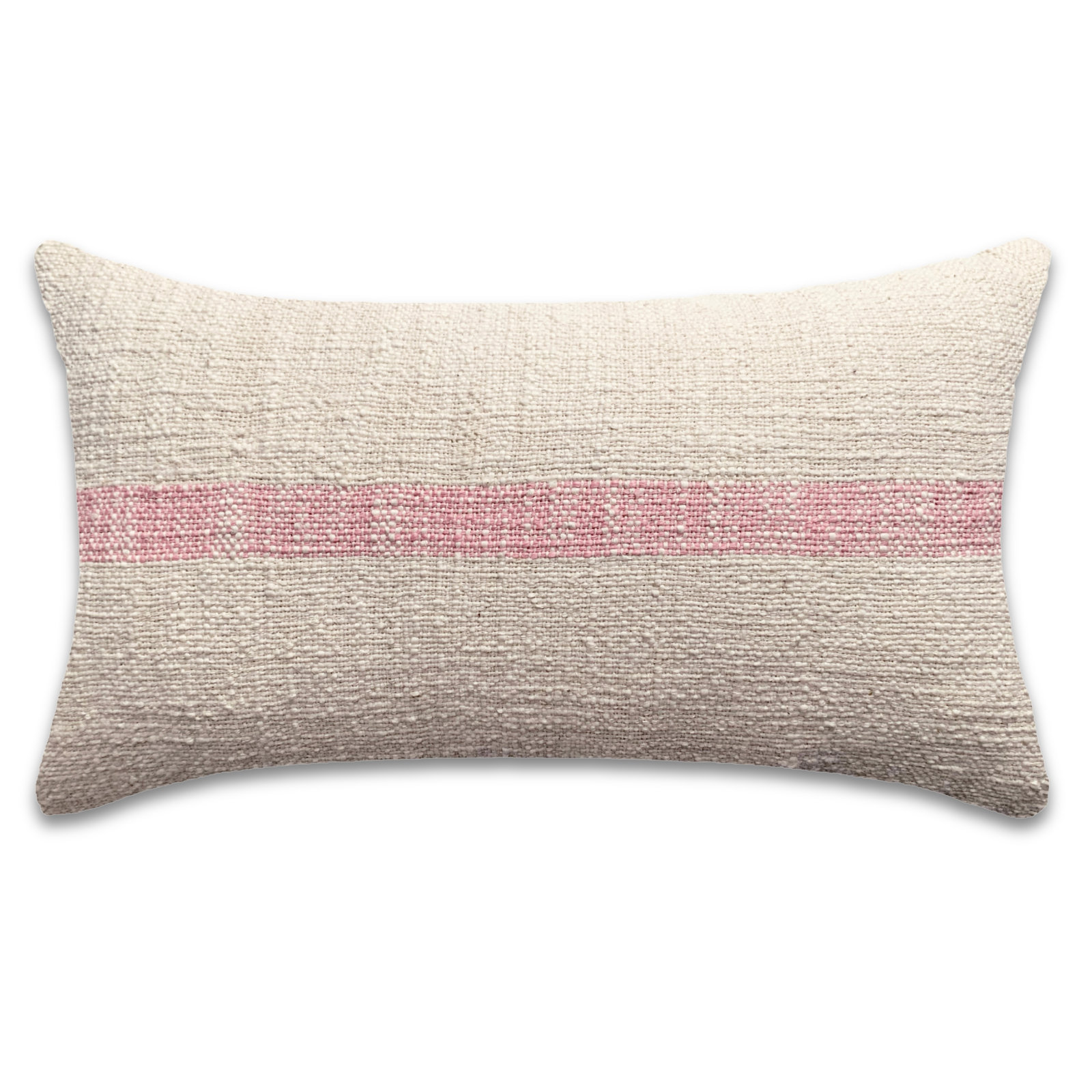 PILLOWPIA 20" x 12" Cotton Pillow Cover, Beige/Pink