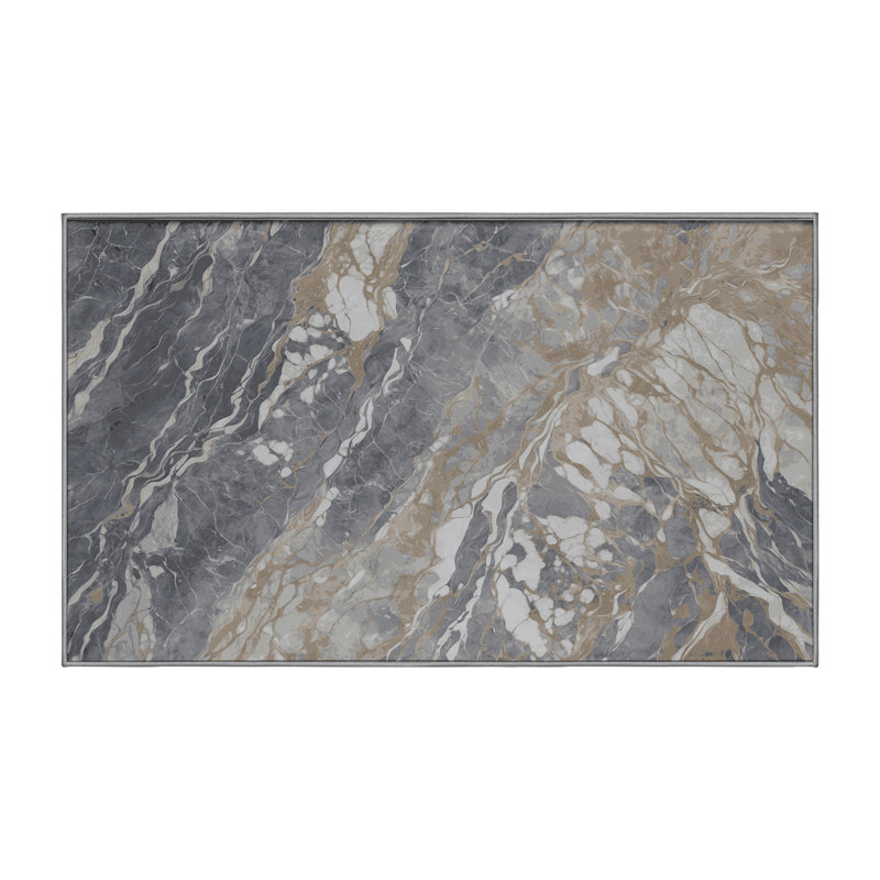 Machine Washable Gray Area Rug, Rectangle 5' x 8'