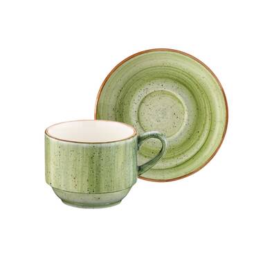 Simply Modern Pottery Collection: 8-oz Tea Coffee Cups in Sage Green