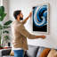 Blue Vortex Modern - Wrapped Canvas-657739486-657739487
