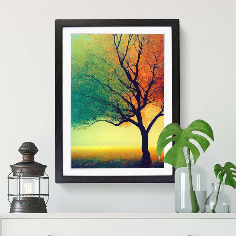 Tree Impressionism - Single Picture Frame Print, Black, 34cm H x 25cm W x 2cm D