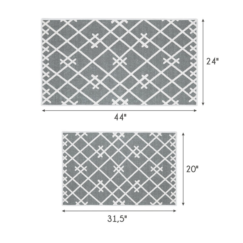 Eneyda Geometric Non-Skid Kitchen Mat, Dark Gray
