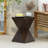 Natural Wood Grain Finish Prismatic Symmetry Concrete Patio/Outdoor Side Table With Symmetric Design, Weather-Resistant Accent For Patio/Outdoor, Garden