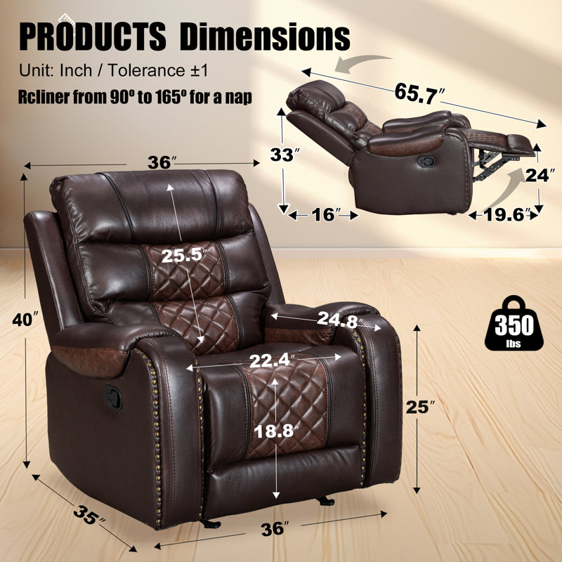 Fauteuil inclinable simple en cuir Ambridge Air, Noir / brun