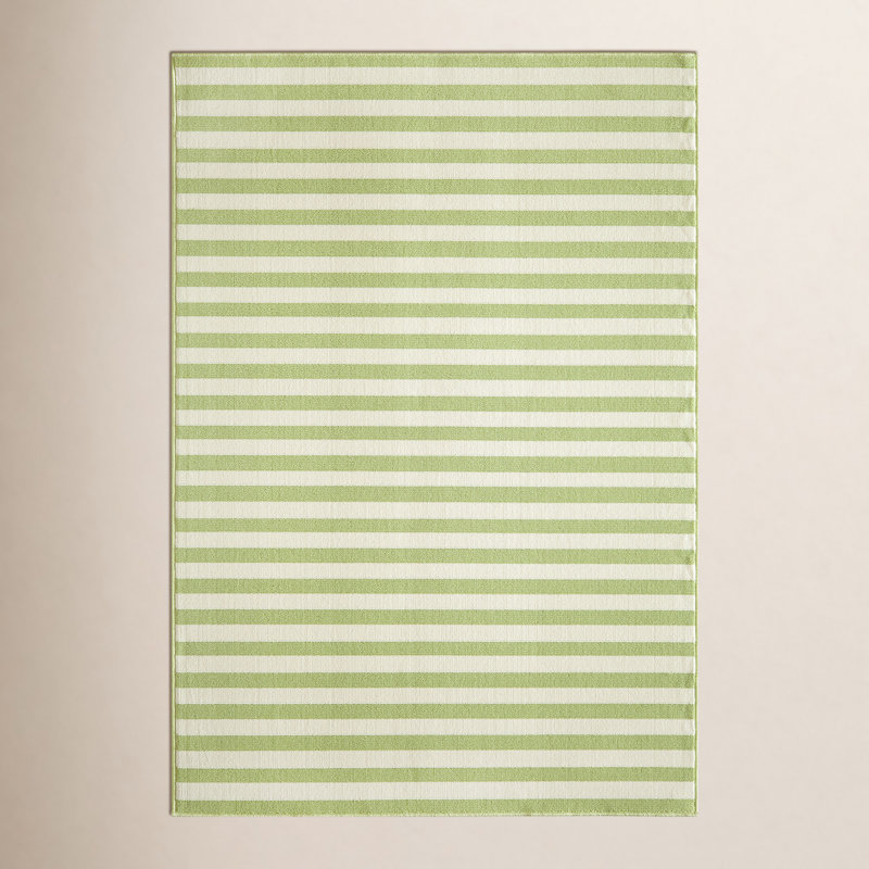 Tapis vert / blanc Yepez, Rectangle 7 pi 10 po x 10 pi 10 po