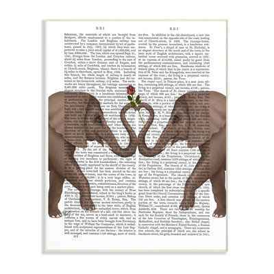 «Elephants Heart Rose Book Illustration» par Fab Funky - impression d'art graphique