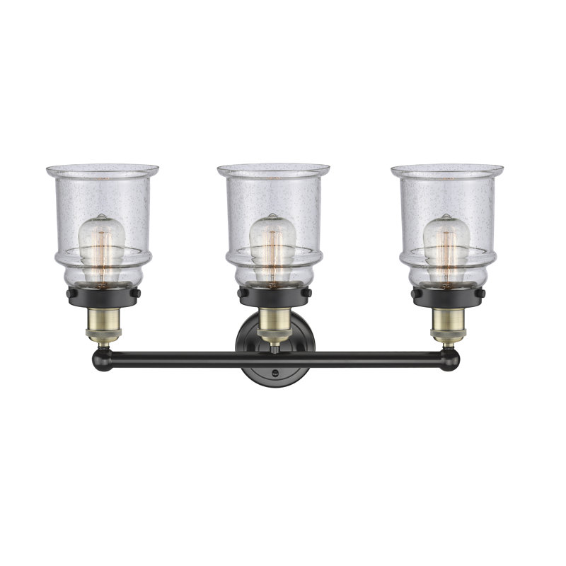 Éclairage pour meuble-lavabo de salle de bain 3 lumières Cailen de la collection Edison, Granuleux, Laiton antique noir