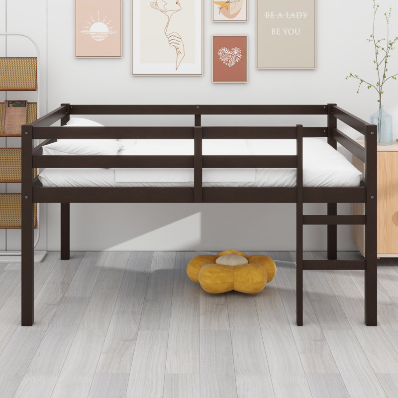 Lit mezzanine en bois avec échelle, Espresso