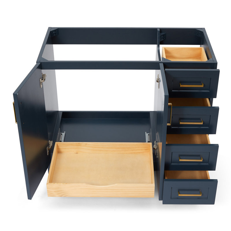 Meuble-lavabo simple en bois massif 43 po Freitas, Bleu minuit