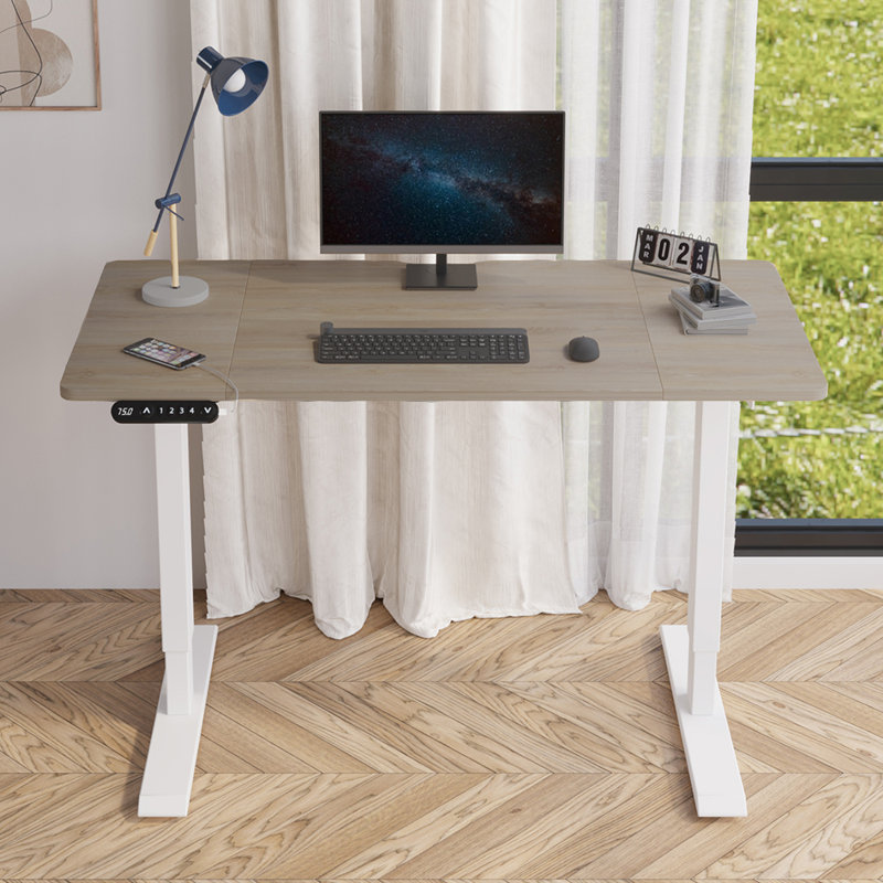 Fanchon 47.24'' Height Adjustable Standing Desk, Oak/White