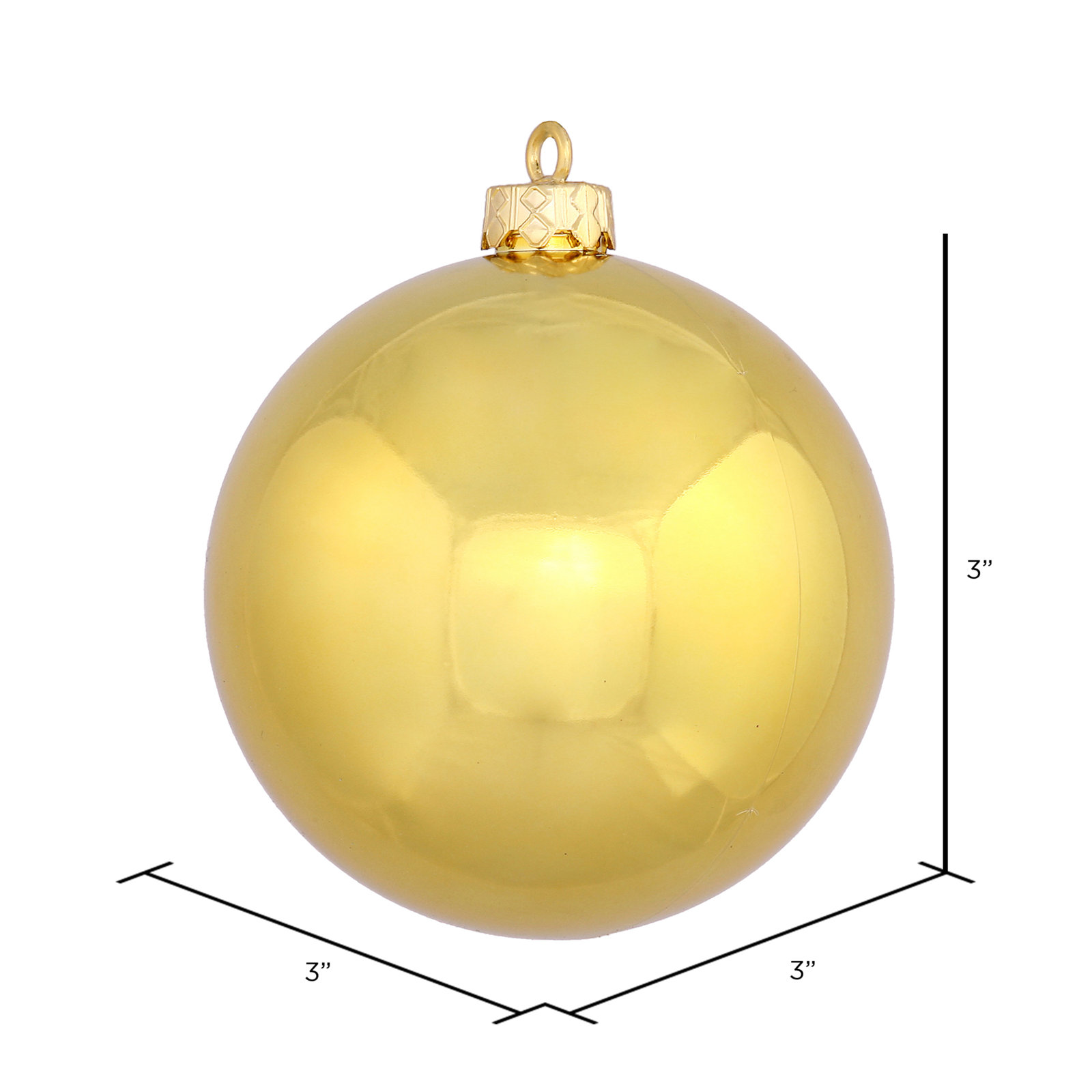 Shatterproof Bauble, 3" H x 3" W x 3" D, Medallion Gold