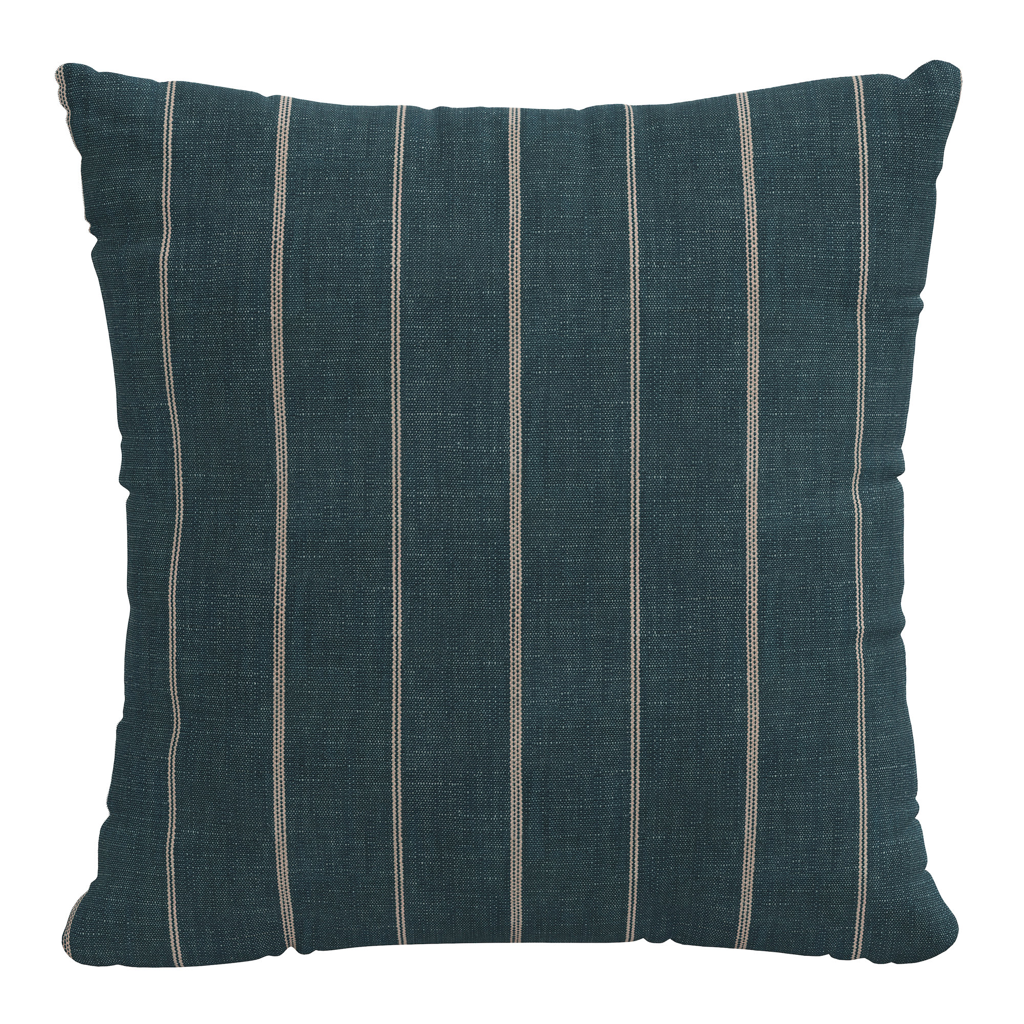 Clara Striped Cotton Pillow Cover, 18" x 18", Blue, Polyester/Polyfill