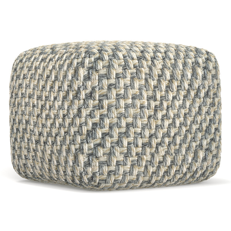 Beatrix 18"W Boho Upholstered Polyester Square Pouf