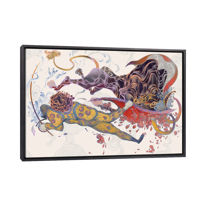 " Mandator " by Sija Hong, 26" H x 40" W x 1.5" D, Distressed Black Framed Canvas, No Matte