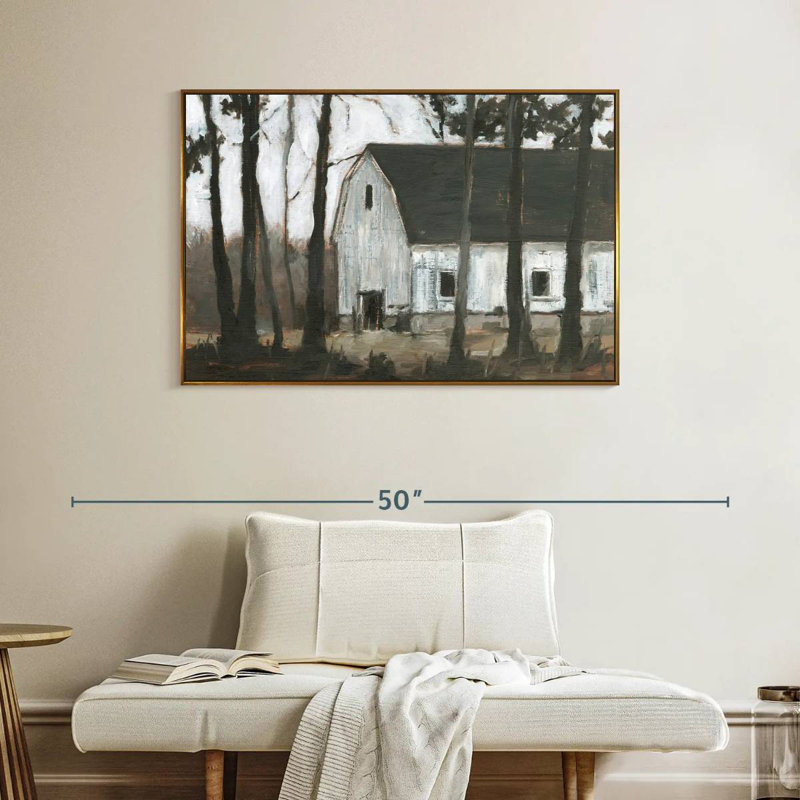 Autumn Barns I, Floating Frame Gold, 40" X 27"