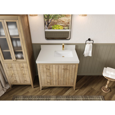 Atlanta Teak 22 In. D Right Offset Sink Bathroom Vanity In Light Graywashed With 2 In. Quartz