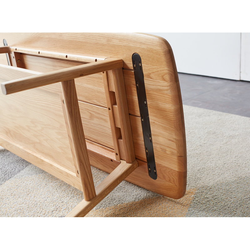 39.4"L Solid Oak Coffee Table With Shelf, 17.32" H x 39.37" L x 19.69" W, Oak Duplicate