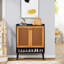Armoire de rangement à chaussures en rotin avec portes-2140748362