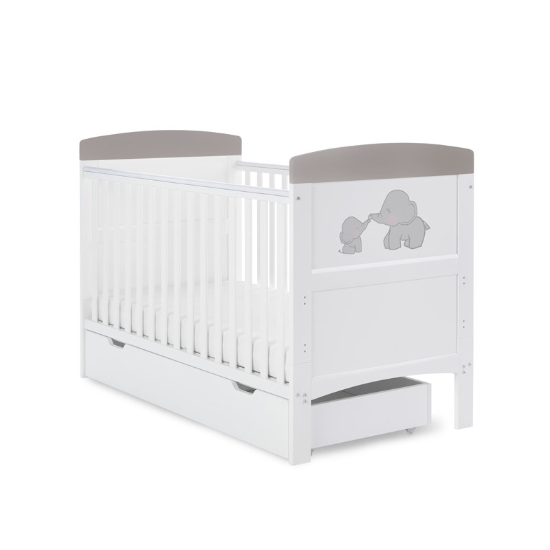 Grace Inspire Cot Bed & Underdrawer - Me & Mini Me Elephants, Grey