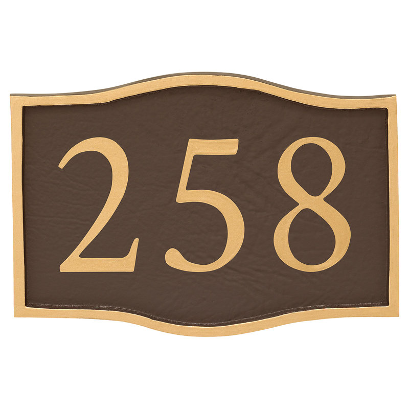 Plaque d'adresse murale 1 ligne Serif, Or, Cuivre, Oui